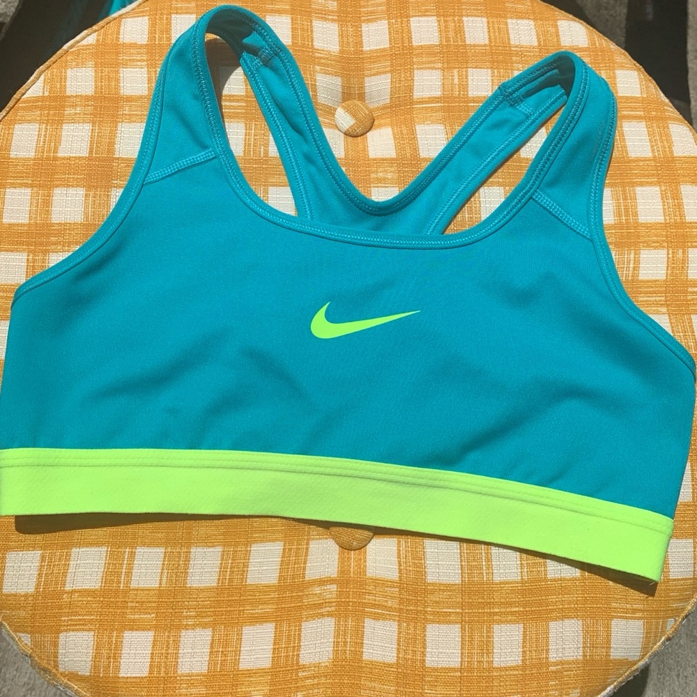 Nike Dri-Fit Sports Bra Lime Green and Teal